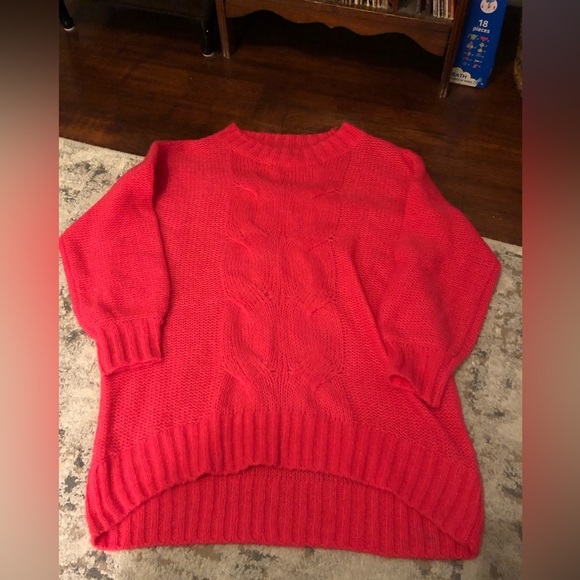 NWOT Aerie Hot Pink Cable Knit Oversized Sweater - Picture 1 of 10